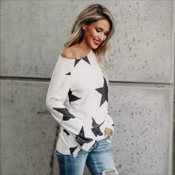 🖤New🖤Star Patterned Off Shoulder Top - Picture 5 of 8